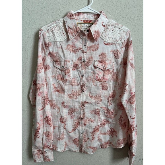 Aventura Tops - Aventura Long Sleeve Paisley Snap Button Shirt Women's Size Medium